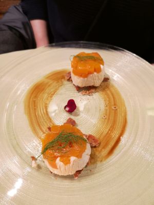 Appetizer: dill, pumpkin, coconut at Pan GhEA in Milan
