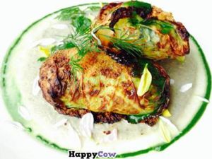 Cabbage rolls with spelt and other delicious veggies on mushroom cream at Pan GhEA in Milan