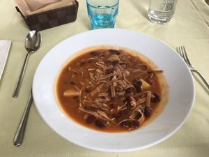 Hearty bean soup at Pan GhEA in Milan