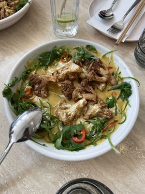 Tumeric & cauliflower curry  at Light Years in Newcastle