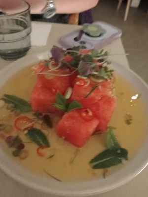 Watermelon salad at Light Years in Newcastle