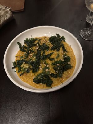 Pumpkin risotto   at Three Blue Ducks in Killimicat