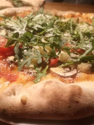 vegan pizza, sooo good! at Pizzaria Banderas in Bayerisch Eisenstein