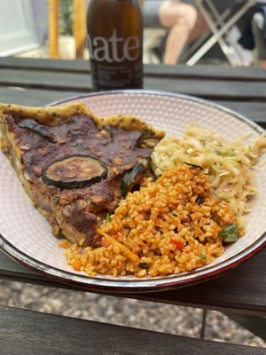 Vegan quiche and 2 salads of choice   at little green kitchen - Kunibertsviertel in Cologne