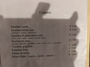 Side menu at Ristorante Il Dasa in Caltagirone