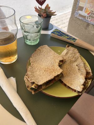 Piadina with vegetables and olive cream  at Déjà Vu in San Gimignano