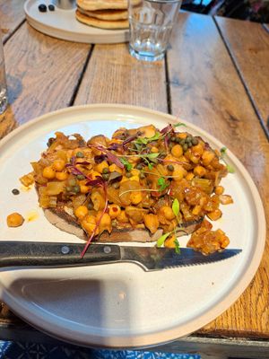 Veg and chickpea toast at The Plough Harborne in Birmingham