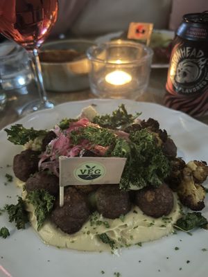 Cauliflower and vegan meatballls  at Meatballs For The People in Stockholm