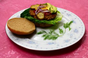 High protein burger at Two Vegan Sistas in Cordova