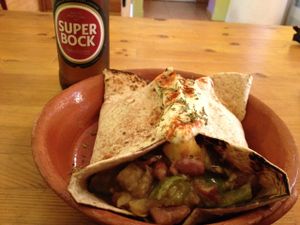 Bean Burrito + Super Bock Beer at Princesa do Castelo in Lisbon