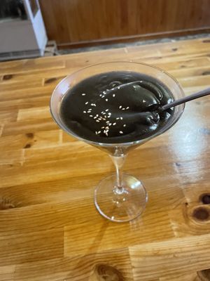 Warm sesame pudding for dessert (not too sweet!) at Princesa do Castelo in Lisbon