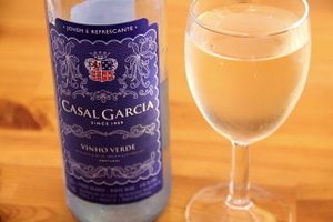 Vinho verde (unfortunately Casal Garcia is not vegan according to Barnivore website).  at Princesa do Castelo in Lisbon