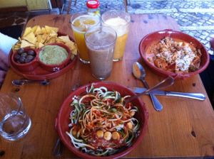 our vegan dishes of the day at Princesa do Castelo in Lisbon