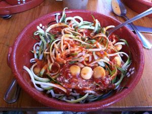 veg' spaghetti at Princesa do Castelo in Lisbon