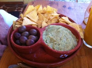 tortillas with black olives & hummus at Princesa do Castelo in Lisbon