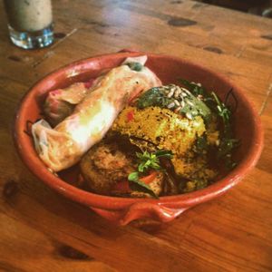 cuscus with spring rulls at Princesa do Castelo in Lisbon