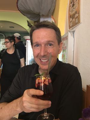 Perfect sangria with a spoon  at Princesa do Castelo in Lisbon