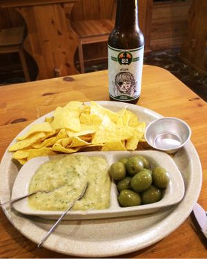 Nachos with hummus and olives.   at Princesa do Castelo in Lisbon