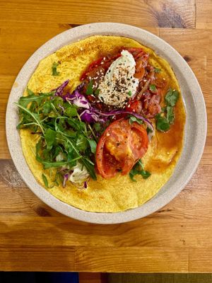 Veggie Tofu Scramble.
Cruelty-free, fulfilling, yummy and repeatable! at Princesa do Castelo in Lisbon