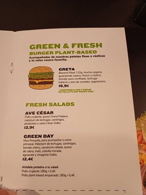 Menu at Goiko  in Vigo