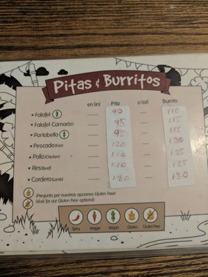 Vegan label at Falafel and Friends in Sayulita