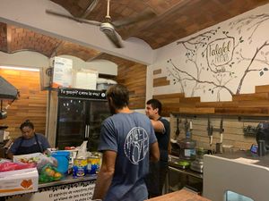The staff at work  at Falafel and Friends in Sayulita