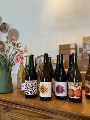 Natural wine selection at Selva Coffee in Sevilla