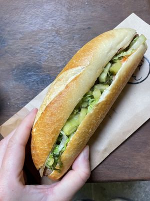 Pickles and meat spicy   at Tu Chau Veggie - Vegan Banh mi in Hanoi