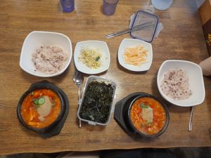 Mushroom tofu stew at Kimchizip - 맛있는 순두부&김치찜 in Busan