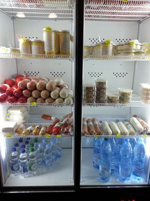 Ayurveda sells a small range of vegan meat substitutes / sausages (and I think, tempeh?).  Very reasonably priced.   at Ayurveda Cafe in Kyiv