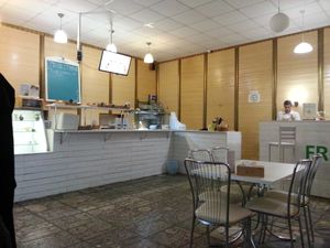 No table service - just choose from the set menu at the servery.  Desert counter to the left, not shown. at Ayurveda Cafe in Kyiv