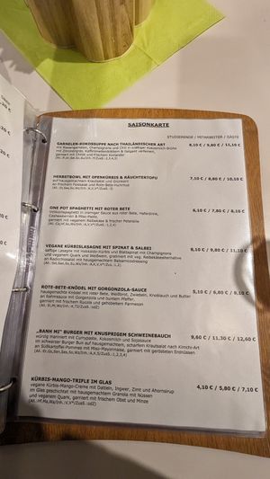 Saisonkarte at Cafeteria Zur Rosen in Jena