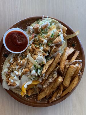 Veggie tacos with jackfruit. Delicious  at Senor Veggie in San Antonio
