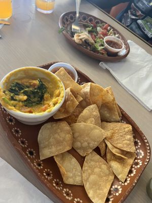 Empanadas and queso and spinach   at Senor Veggie in San Antonio