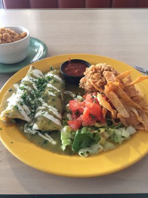 Enchiladas Verdes at Senor Veggie in San Antonio