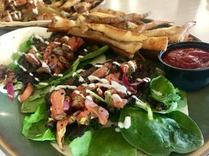 Carne asada tacos. So good!  at Senor Veggie in San Antonio