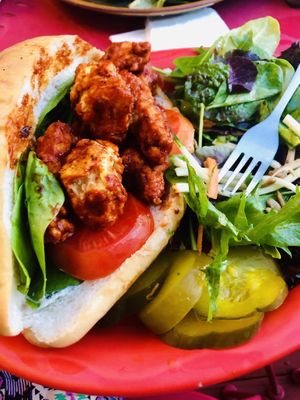 Buffalo tofu sandwich  at Senor Veggie in San Antonio