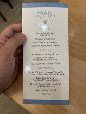 Vegan Menu  at The Secret Garden Tea Company in Vancouver