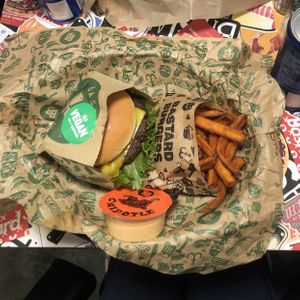 texas dorito, sweet potato fries, chipotle dip  at Bastard Burgers - Hötorget in Stockholm