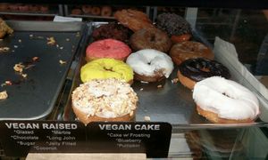 Much more donuts in the racks behind, this is just a small sample  at The Donuttery in Huntington Beach