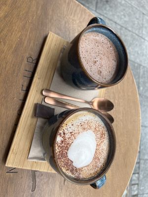 Mona and hot chocolate   at Monsieur Txokola in Biarritz