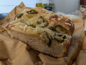 Cheese and jalapeño focaccia at BEK in Southampton
