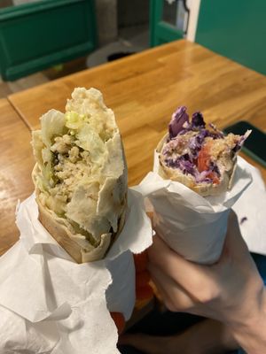 Wrap with stuffed wine leaves and wrap with Falafel #Veganuary at Al-saj in Rennes