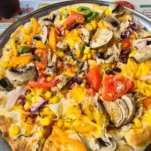 vegan pizza with vegetables at Salvatore in Rhodes