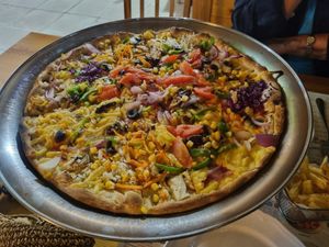 Vegan pizza! at Salvatore in Rhodes