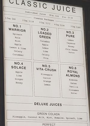 Juice menu at Ivie Juice Bar Draper in Draper