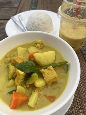 Yellow themed meal  at Coco Home Bar And Restaurant in Nong Khiaw