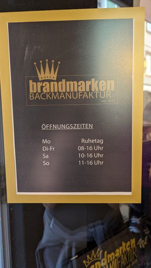 Öffnungszeiten at Brandmarken Backmanufaktur in Jena