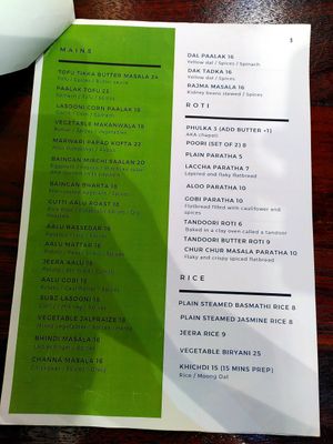 Vegan menu page 3/4 at Bombay Talkies in Kuala Lumpur