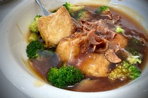 Took almost one hour to have our first dish    at Wang Bu Liao Vegetarian 忘不了 in Batam